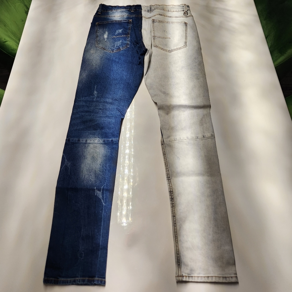 Jelon Two Tone Denim Ripped$Repair Jeansđź‘– - Picture 7 of 10